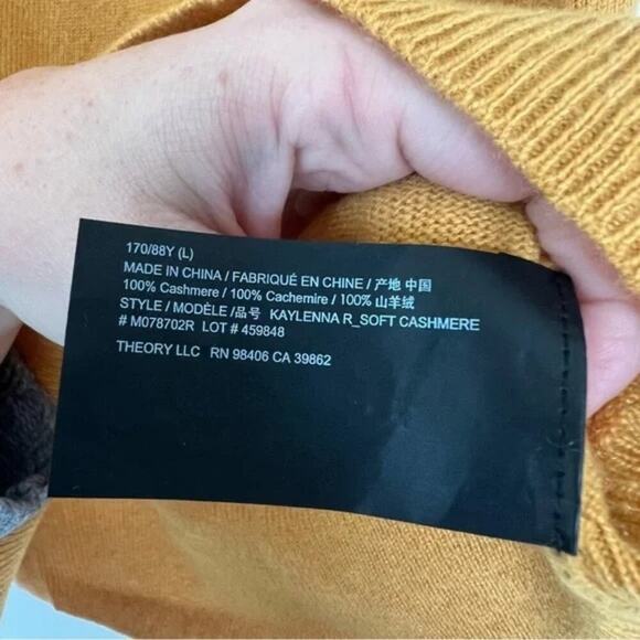 Theory Kaylenna Mustard Yellow Soft Cashmere Sweater - Picture 5 of 5
